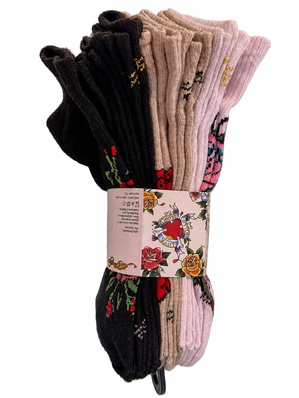Ed Hardy 10 Pack Tattoo Graphic Quarter Socks NWT